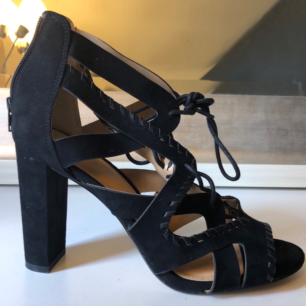 Express black lace up high heel sandal
